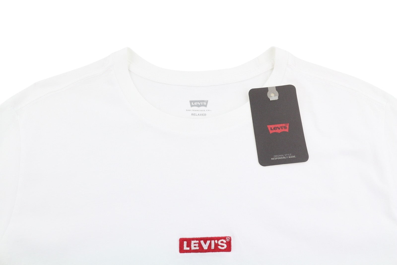 LEVI'S Relaxed Men T-Shirt M White Tricot Cotton Crew Neck Short Sleeved