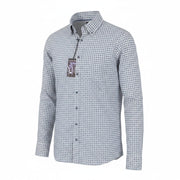 STATE OF ART Regular Fit Men Shirt S Blue Patterned Button Down Neck Casual