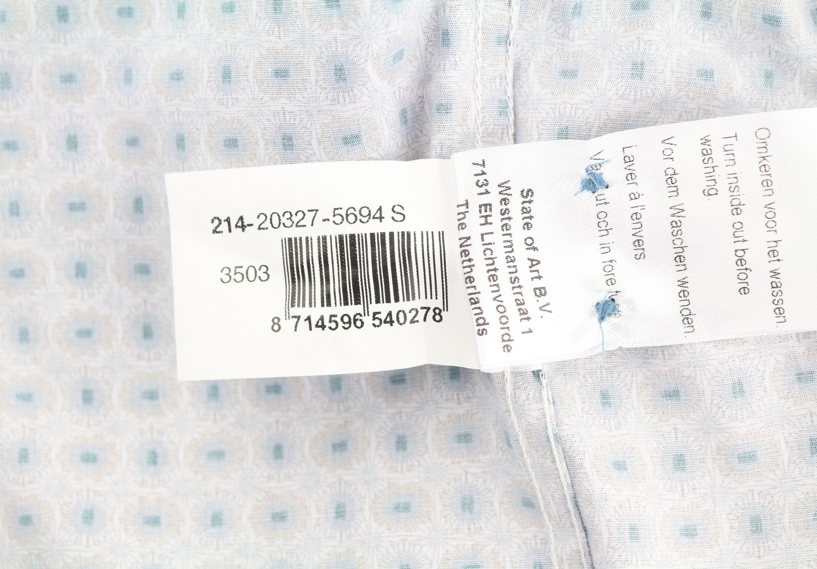 STATE OF ART Regular Fit Men Shirt S Blue Patterned Button Down Neck Casual