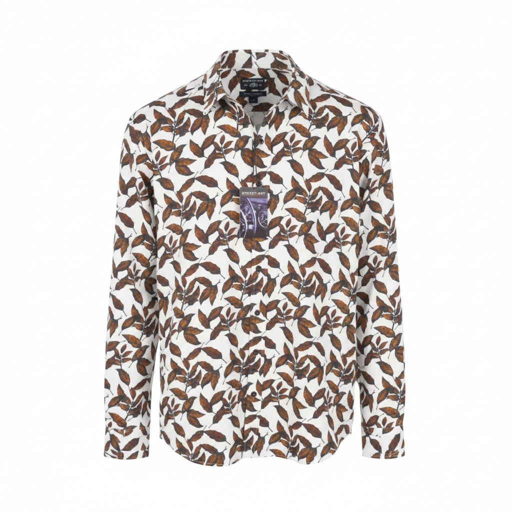 STATE OF ART Regular Fit Men Shirt M White Patterned Cutaway Collar Casual
