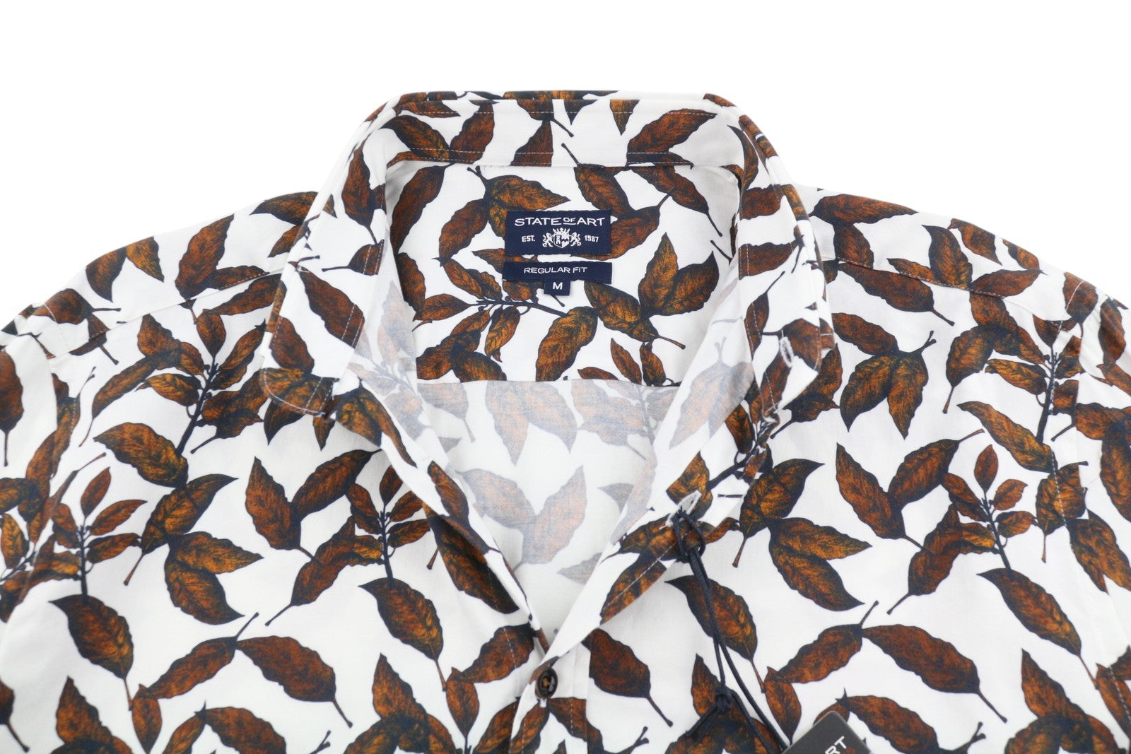STATE OF ART Regular Fit Men Shirt M White Patterned Cutaway Collar Casual
