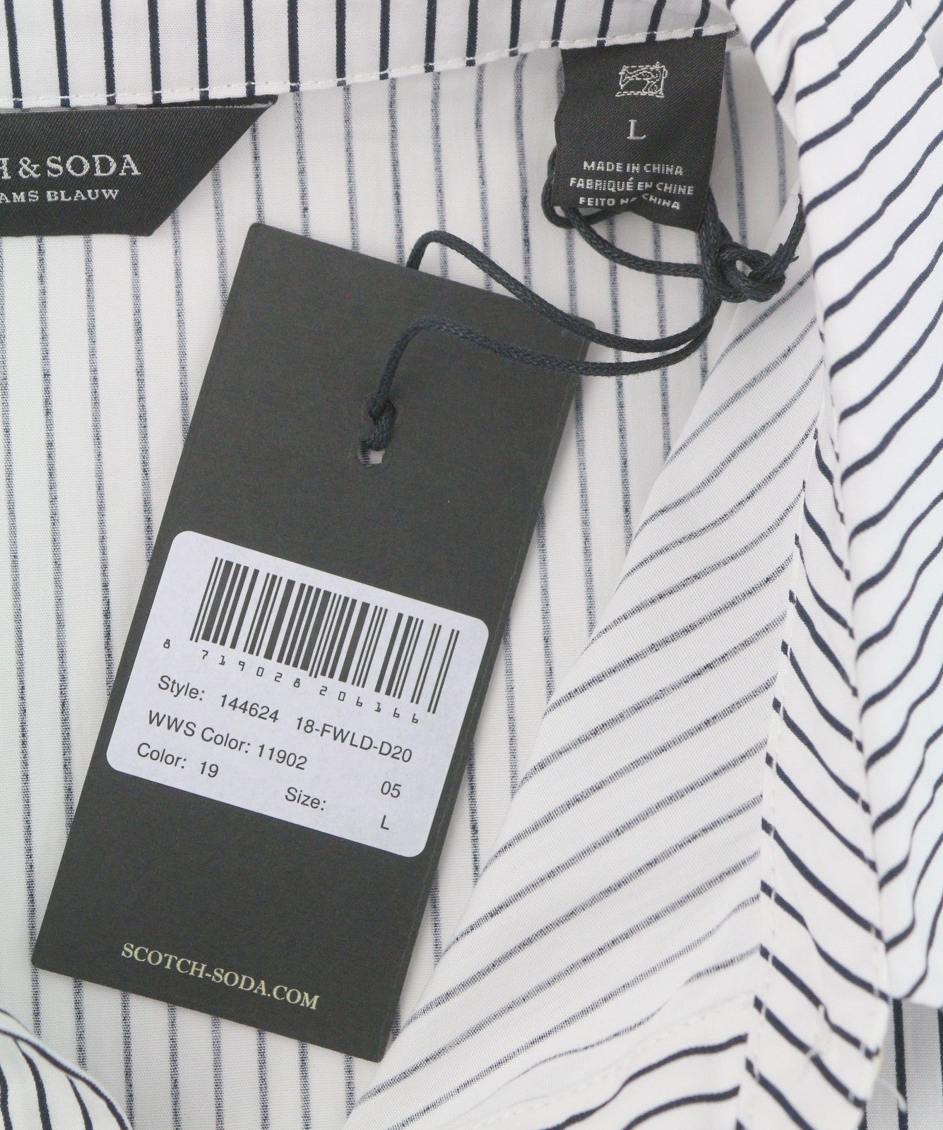 SCOTCH & SODA Women Shirt L White Pinstriped Hear Print Button-Up 3/4 Sleeves