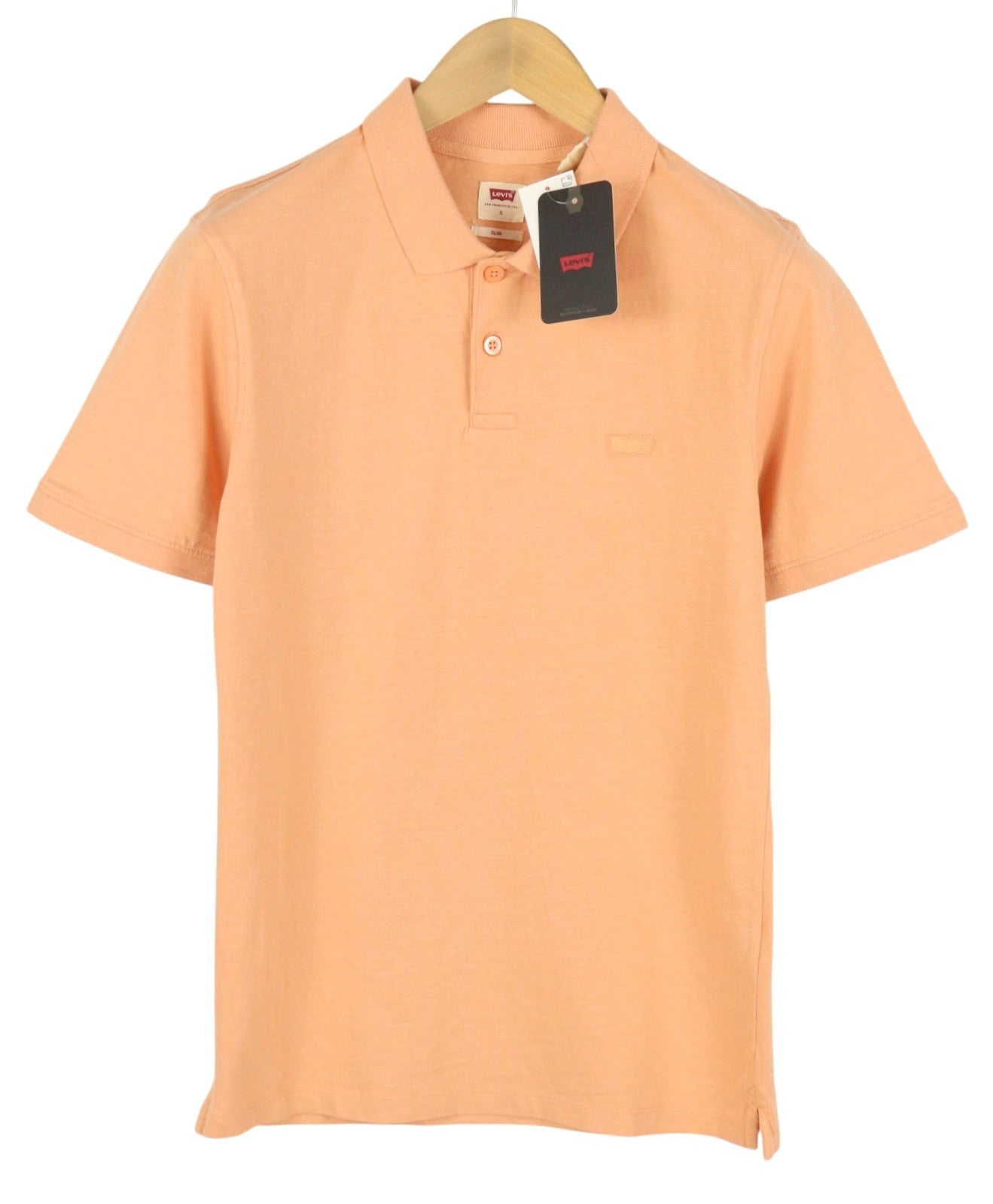 LEVI'S Slim Men Polos S Orange Cotton Tricot Short Sleeve