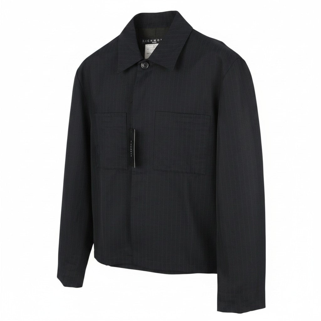 RICHMOND Women Jacket UK18 XL Blue Pinstriped Linen Blend Lightweight