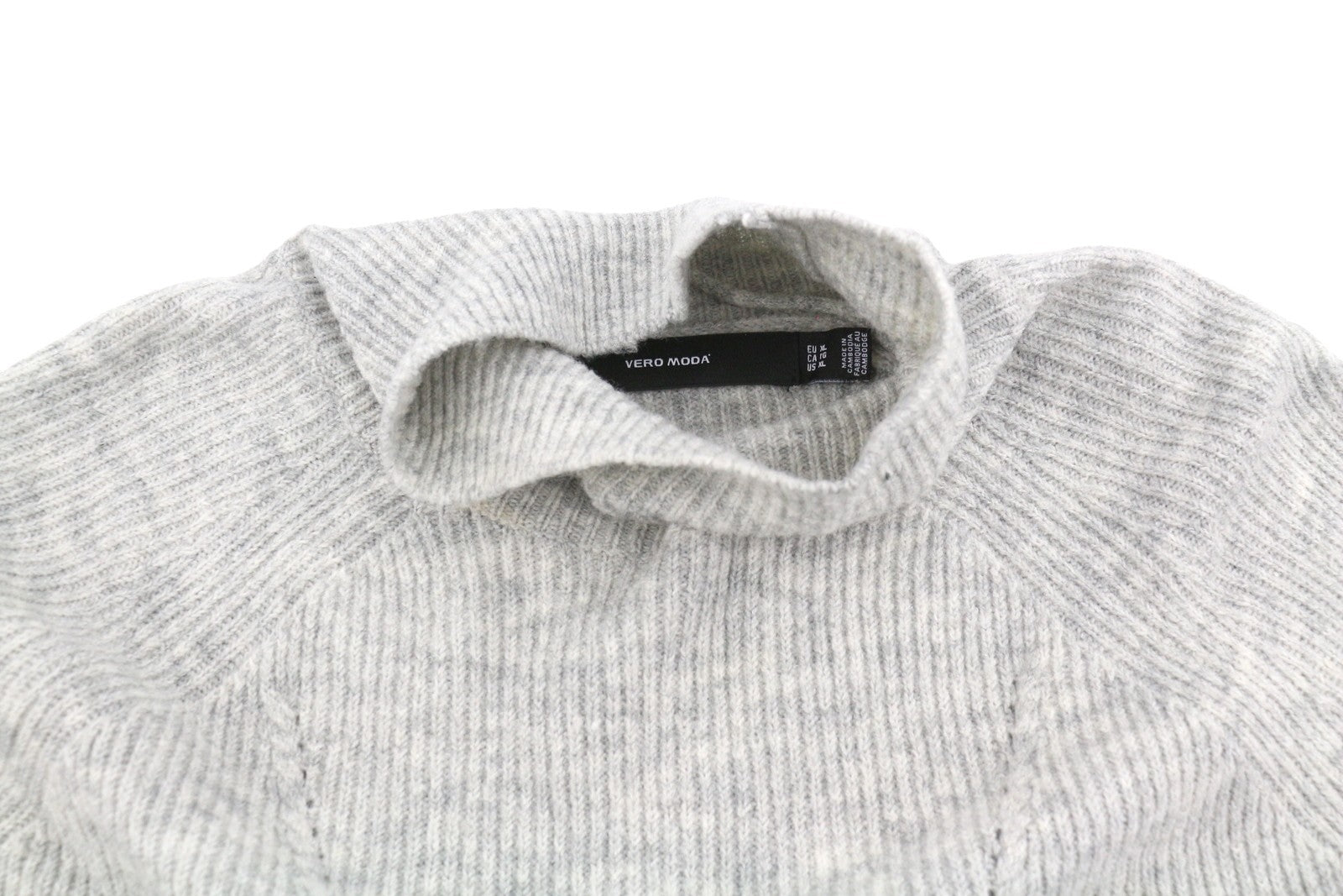 VERO MODA Ragnhild LS High Neck Women Jumper XL Grey Melange Long Back