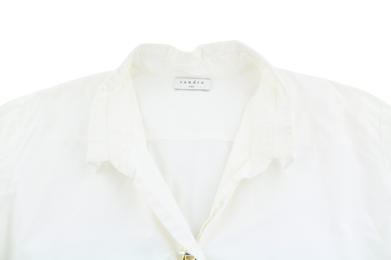 SANDRO Women Shirt 2 M White Metal Detail Oversized Long Sleeve