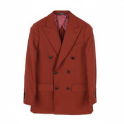 SUITSUPPLY La Spalla Men Blazer UK34S Orange Wool Peak Lapel Double-Breasted
