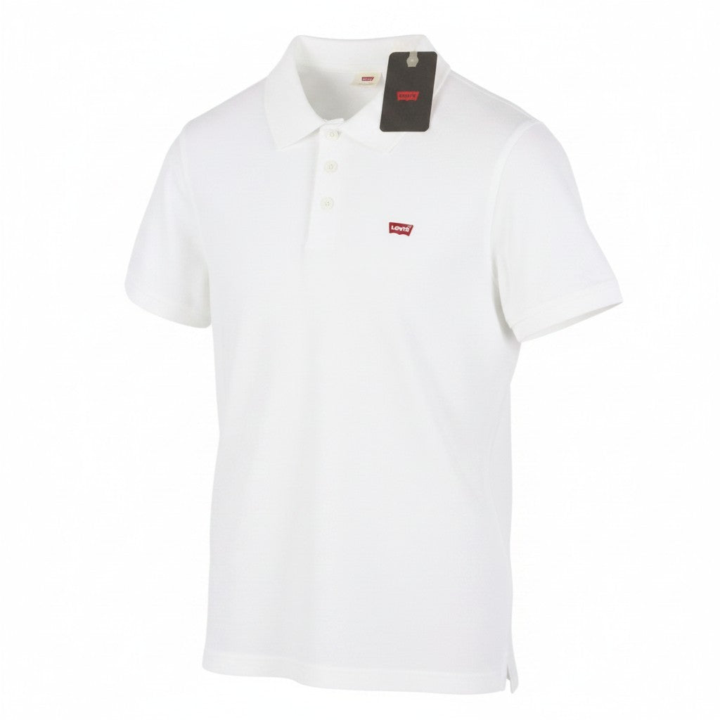 LEVI'S Standard Fit Men Polos S White Cotton Tricot Short Sleeved
