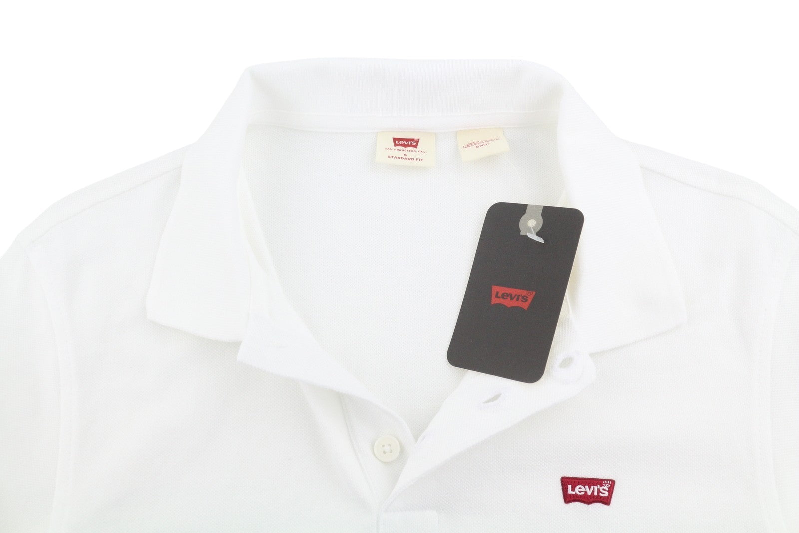 LEVI'S Standard Fit Men Polos S White Cotton Tricot Short Sleeved