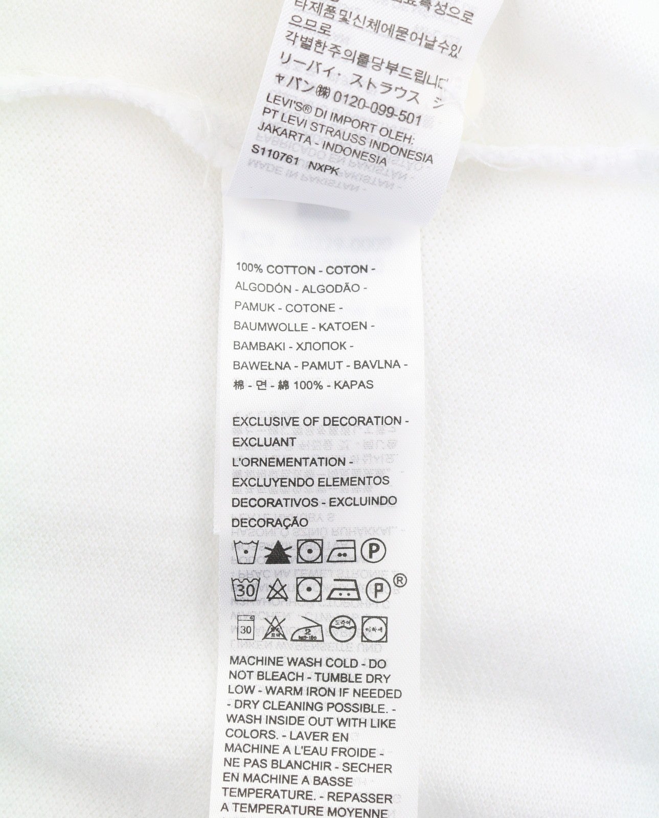 LEVI'S Standard Fit Men Polos S White Cotton Tricot Short Sleeved