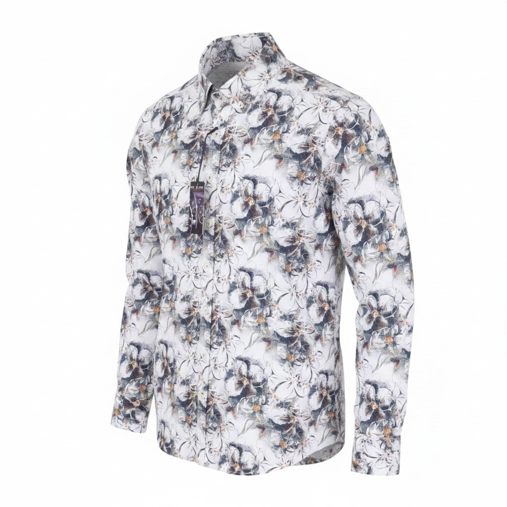 STATE OF ART Regular Fit Men Shirt S White Patterned Button Down Neck Casual