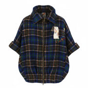 DESIGUAL Women Coat 40 L Multicolored Plaid Flannel Wool Blend 3/4 Sleeved