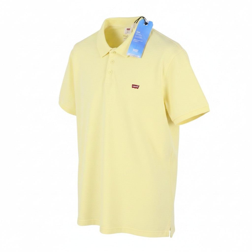 LEVI'S Standard Fit Men Polos 2XL Yellow Cotton Tricot Short Sleeve