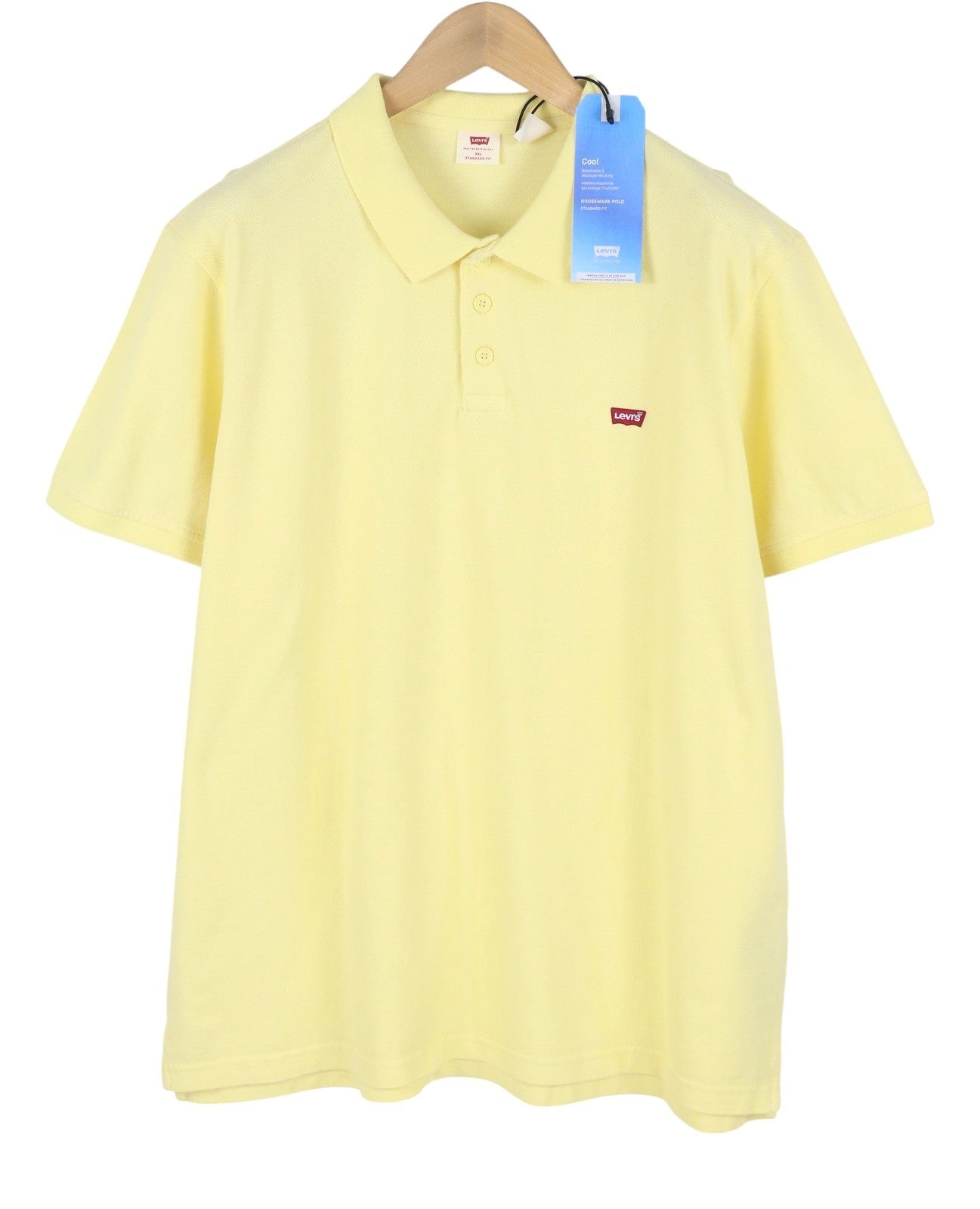 LEVI'S Standard Fit Men Polos 2XL Yellow Cotton Tricot Short Sleeve