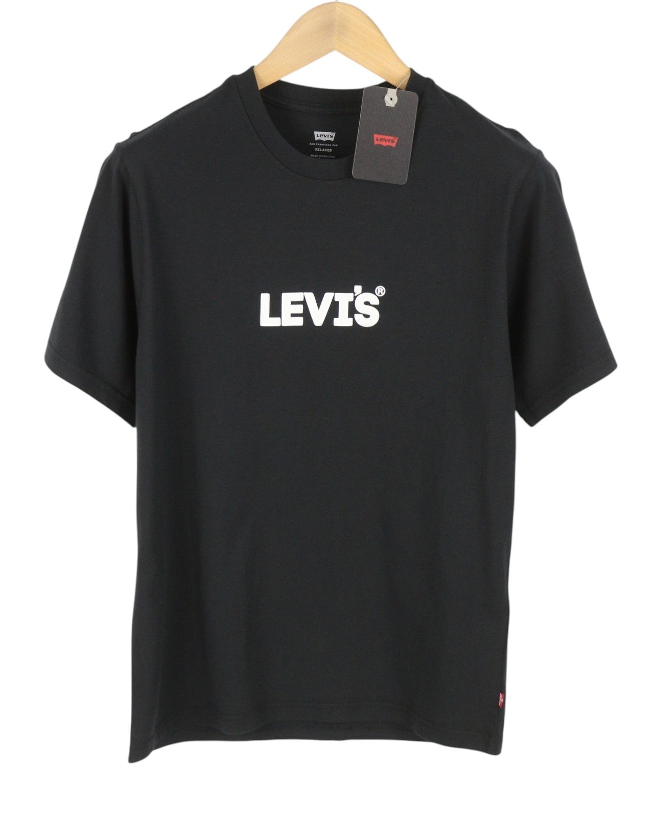 LEVI'S Relaxed Men T-Shirt XS Black Tricot Crew Neck Short Sleeve