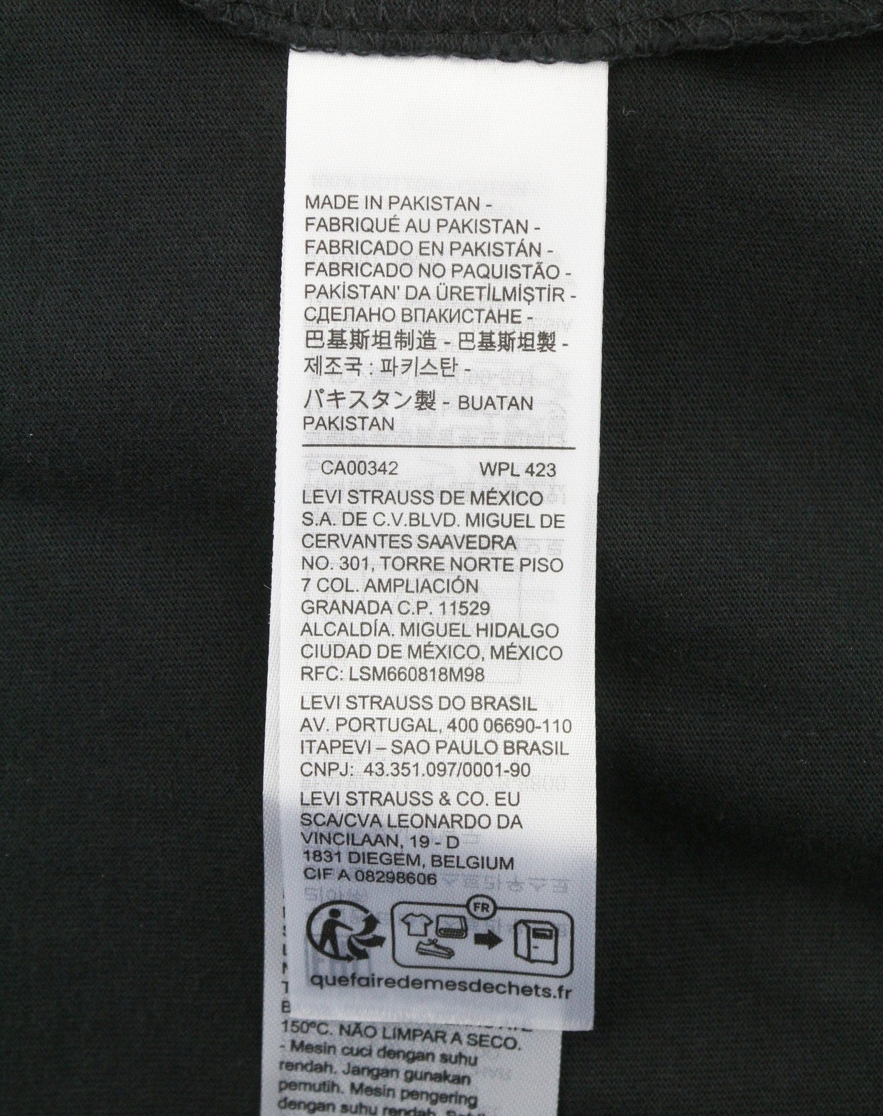 LEVI'S Relaxed Men T-Shirt XS Black Tricot Crew Neck Short Sleeve