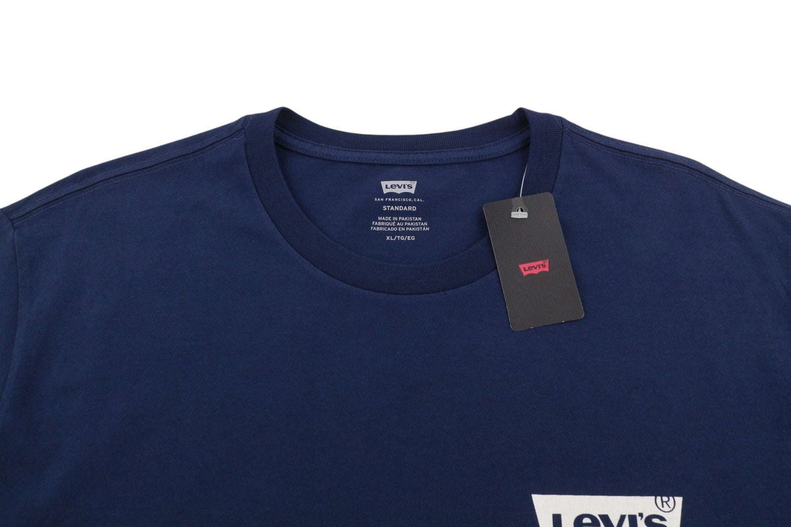 LEVI'S Standard Men T-Shirt XL Dark Blue Tricot Cotton Crew Neck Short Sleeve