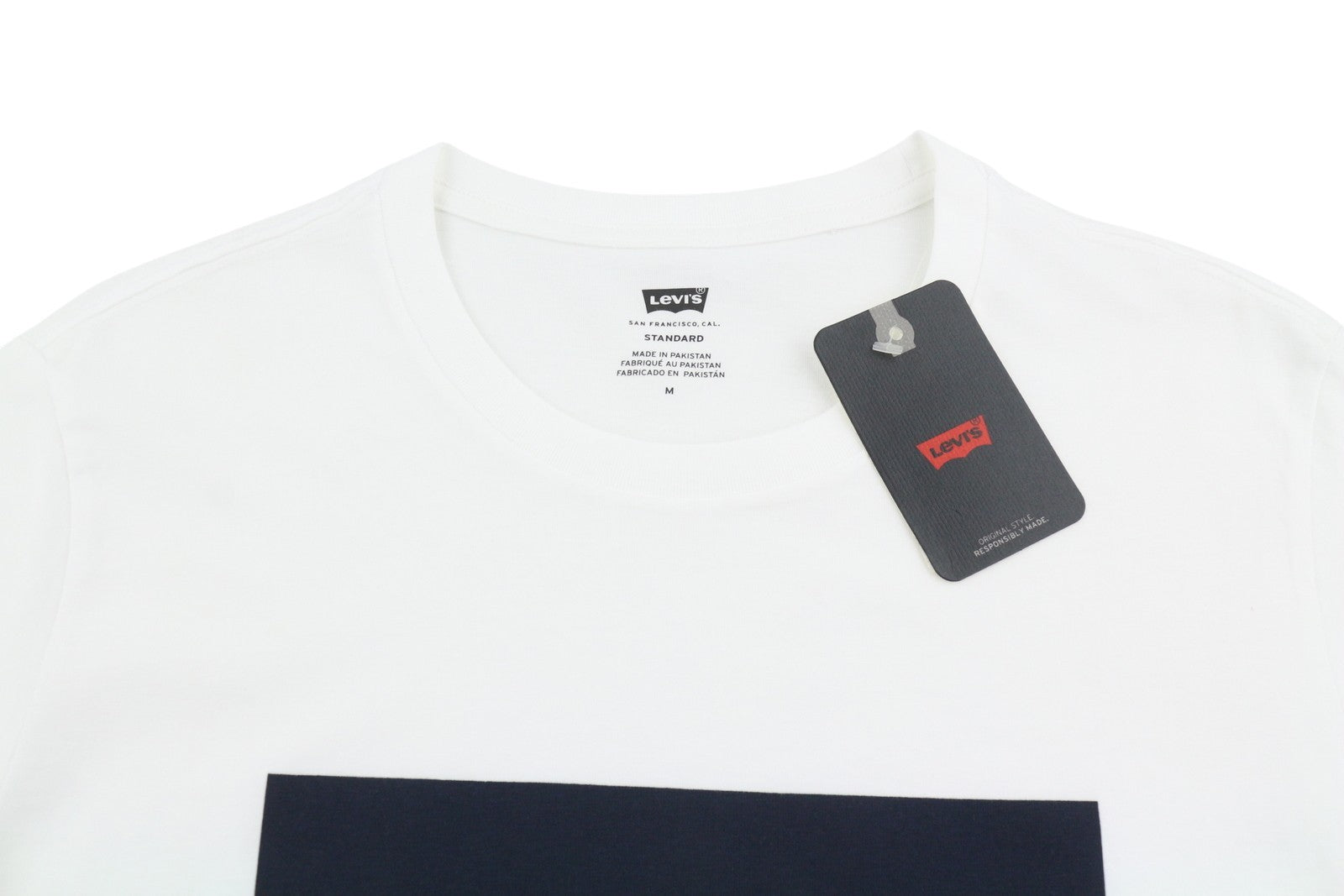 LEVI'S Standard Men T-Shirt M White Tricot Cotton Crew Neck Short Sleeved