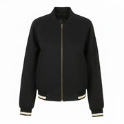 JOHN RICHMOND Women Jacket UK16 L Black Linen Blend Full Zip Lightweight Bomber
