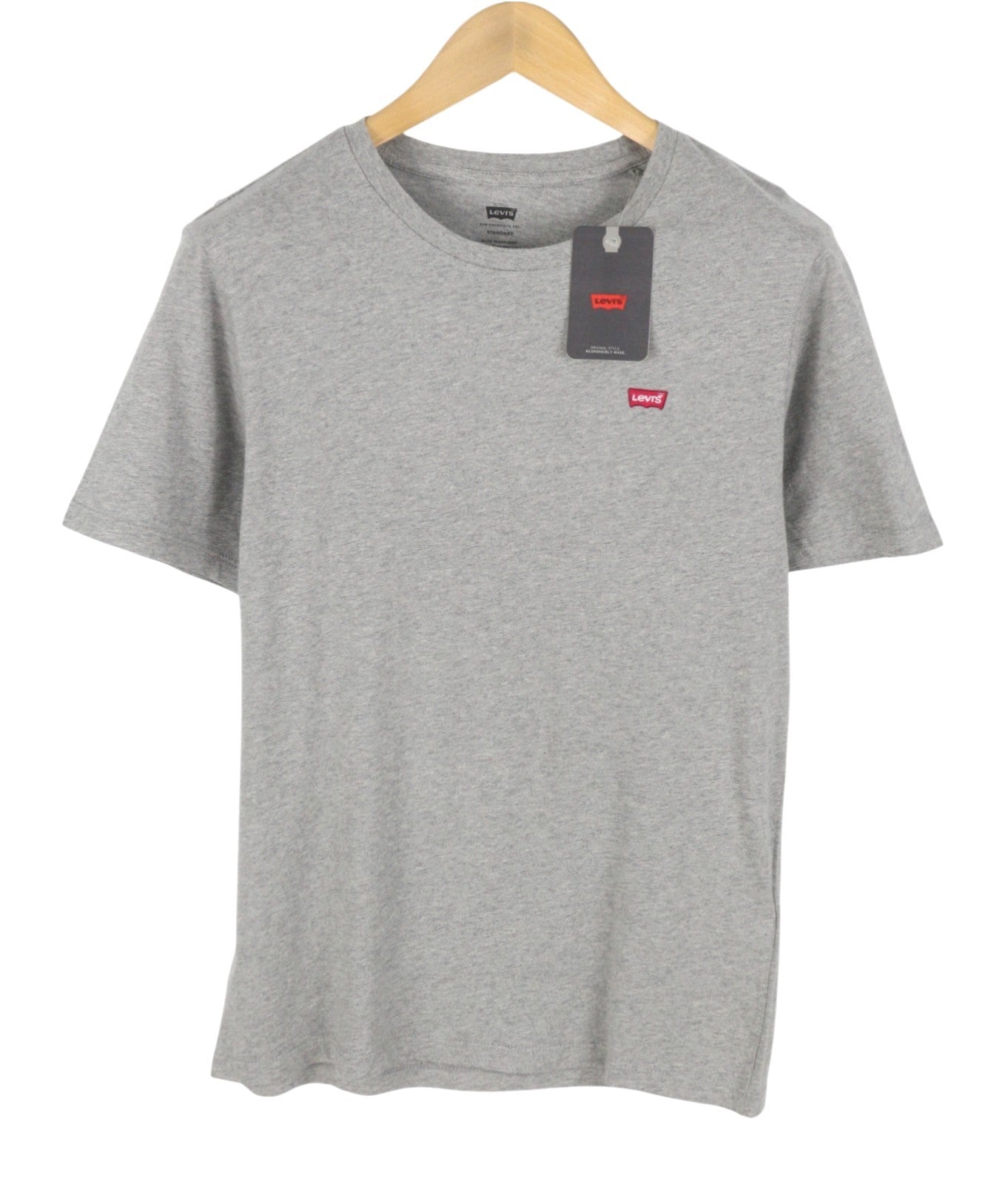 LEVI'S Standard Men T-Shirt S Grey Melange Crew Neck Tricot Short Sleeve