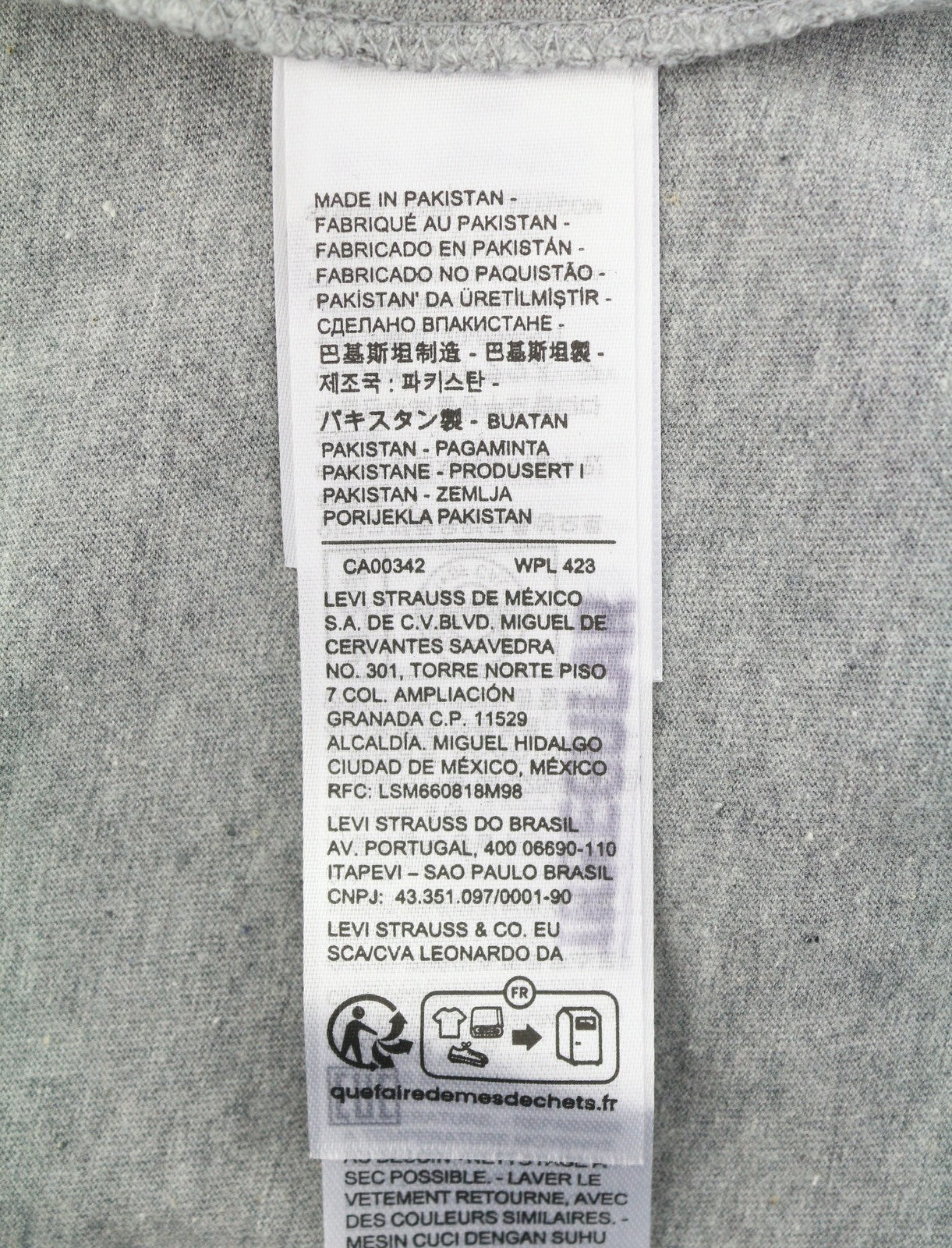 LEVI'S Standard Men T-Shirt S Grey Melange Crew Neck Tricot Short Sleeve