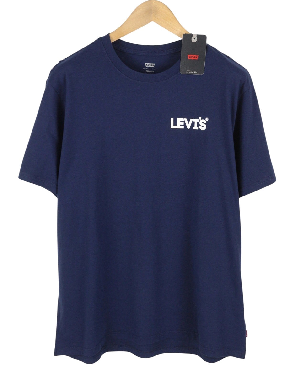 LEVI'S Relaxed Men T-Shirt L Dark Blue Tricot Cotton Crew Neck Short Sleeve