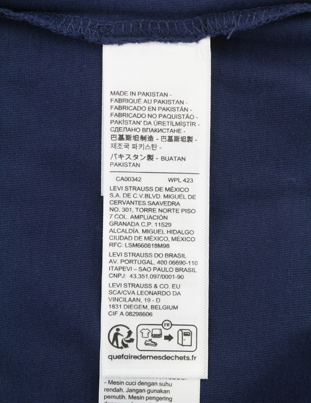 LEVI'S Relaxed Men T-Shirt L Dark Blue Tricot Cotton Crew Neck Short Sleeve