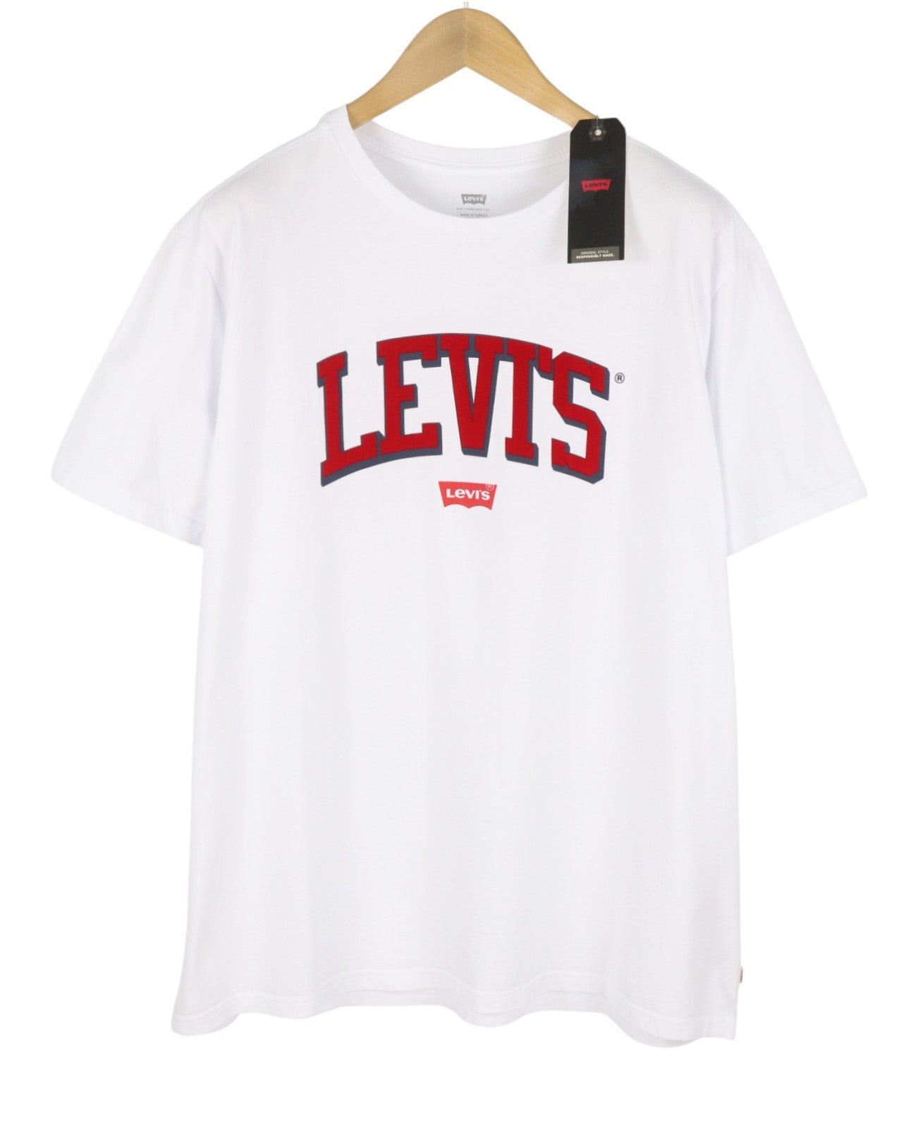 LEVI'S Men T-Shirt XL White Tricot Cotton Crew Neck Short Sleeve