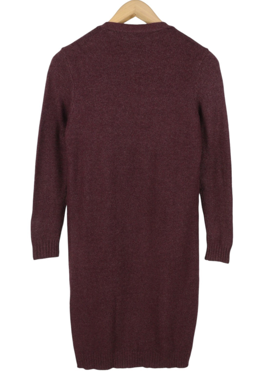 VILA Ril L/S Long Knit Cardigan Women Jumper S Burgundy Pockets Mid-Length