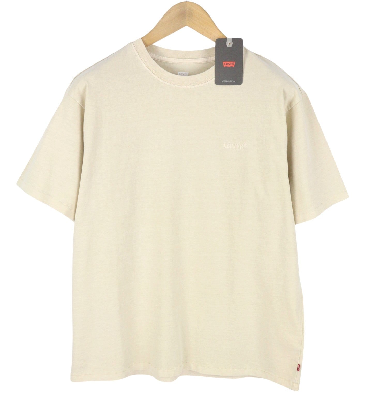 LEVI'S Vintage Fit Men T-Shirt M Beige Cotton Tricot Crew Neck Short Sleeve