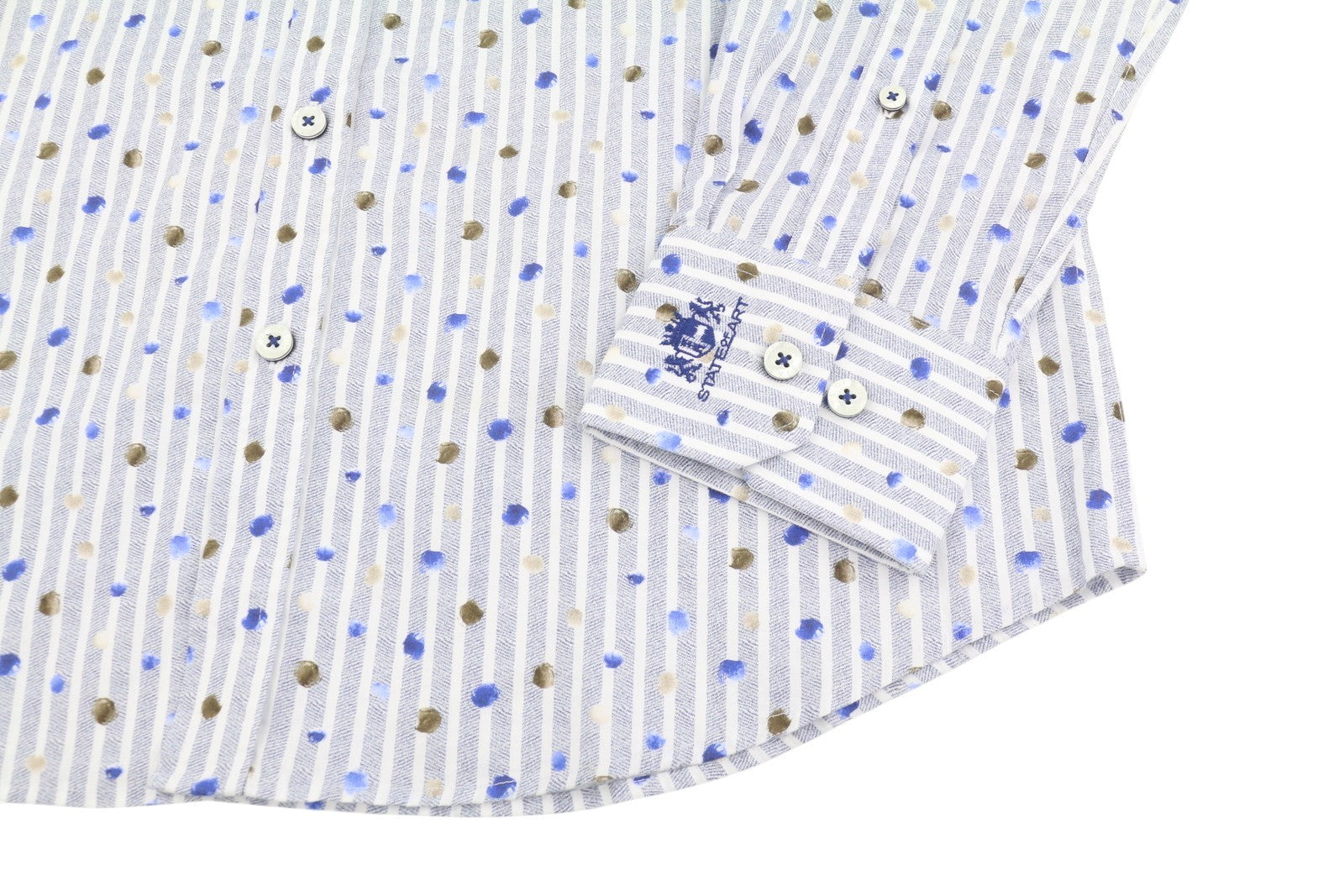 STATE OF ART Regular Fit Men Shirt S Blue Patterned Pinstriped Button Up Casual