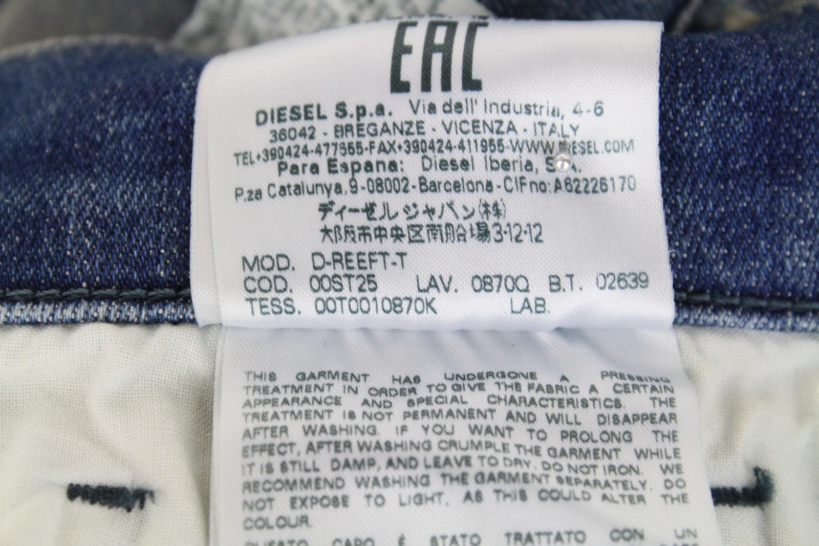 DIESEL D-Reeft-T 0870O Men Jeans W26 Aged Skinny Boys Sweat Jogg Distressed