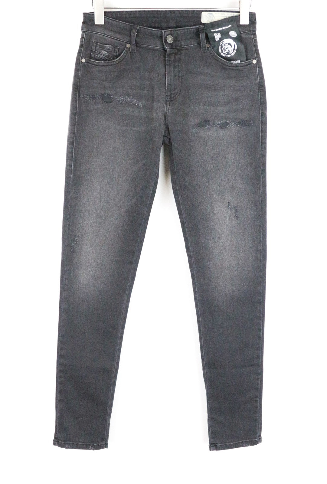 DIESEL Slandy 069GI Women Jeans W30/L32 Grey Slim Skinny Distressed Aged Look