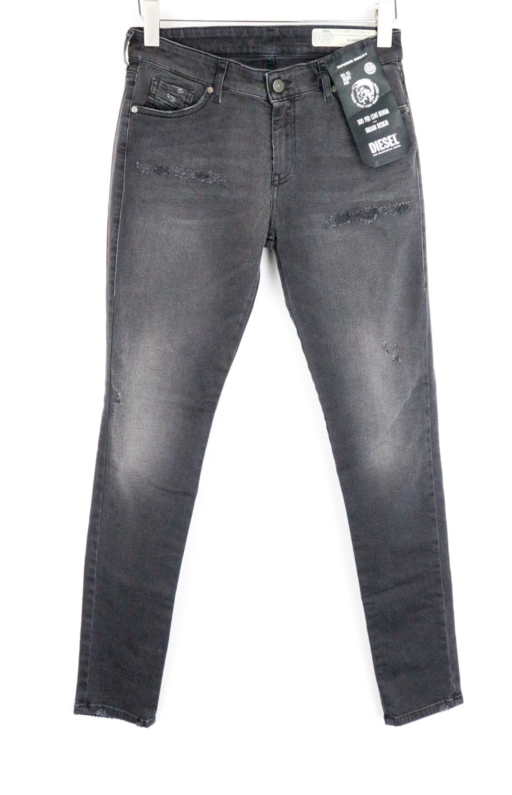 DIESEL Slandy 069GI Women Jeans W30/L32 Slim Skinny Distressed Denim Grey