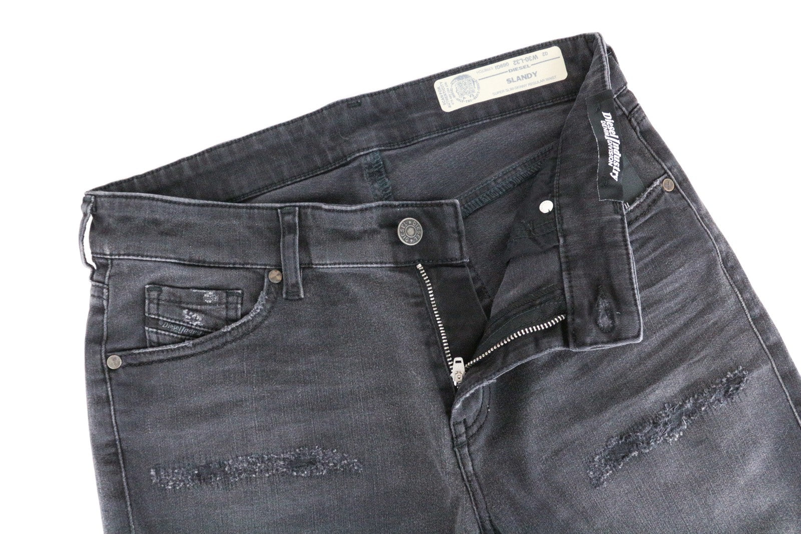 DIESEL Slandy 069GI Women Jeans W30/L32 Slim Skinny Distressed Denim Grey