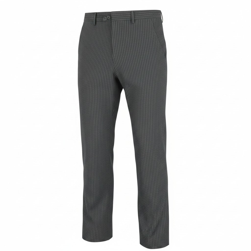 RICHMOND X Men Trousers 48 Striped Grey Zip-Fly Chino Styled Classic Pocketed