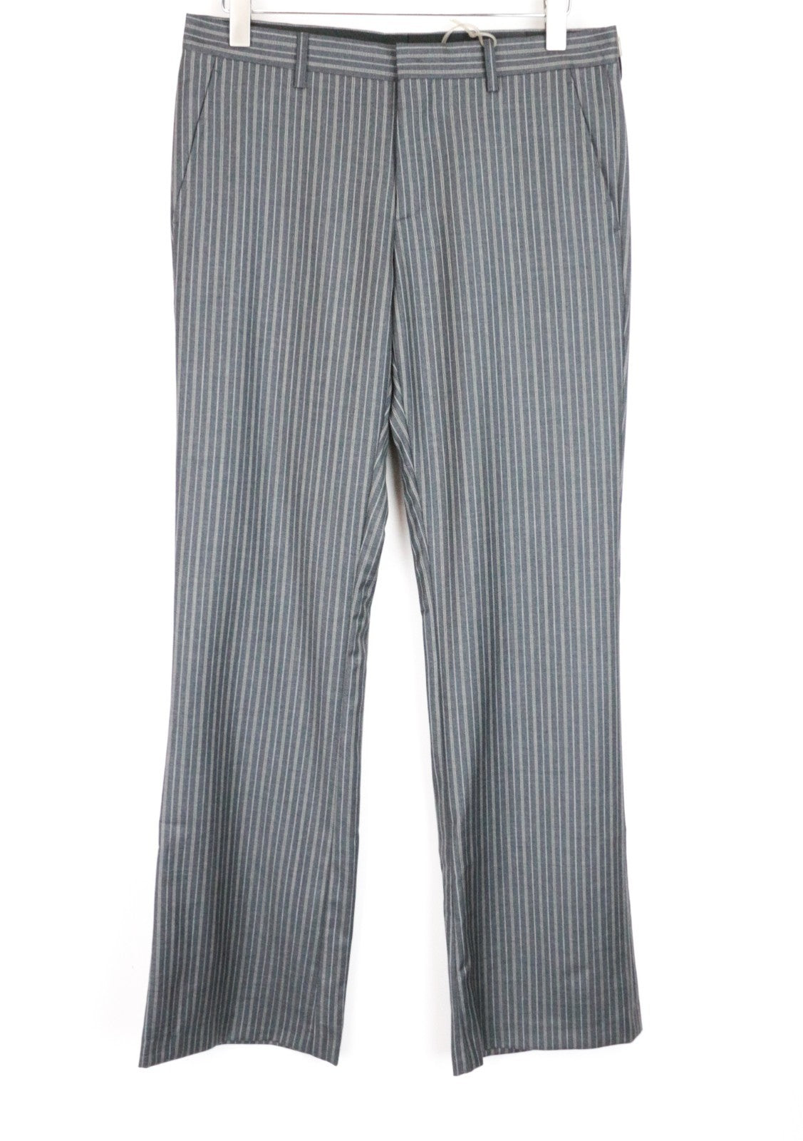 RICHMOND X Men Trousers 48 Classic Pocketed Striped Grey Zip-Fly Virgin Wool