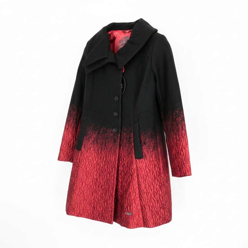 DESIGUAL Chaq Suenos Liquidos Women Coat ~36 Mid-Length Ombre Styled Collared