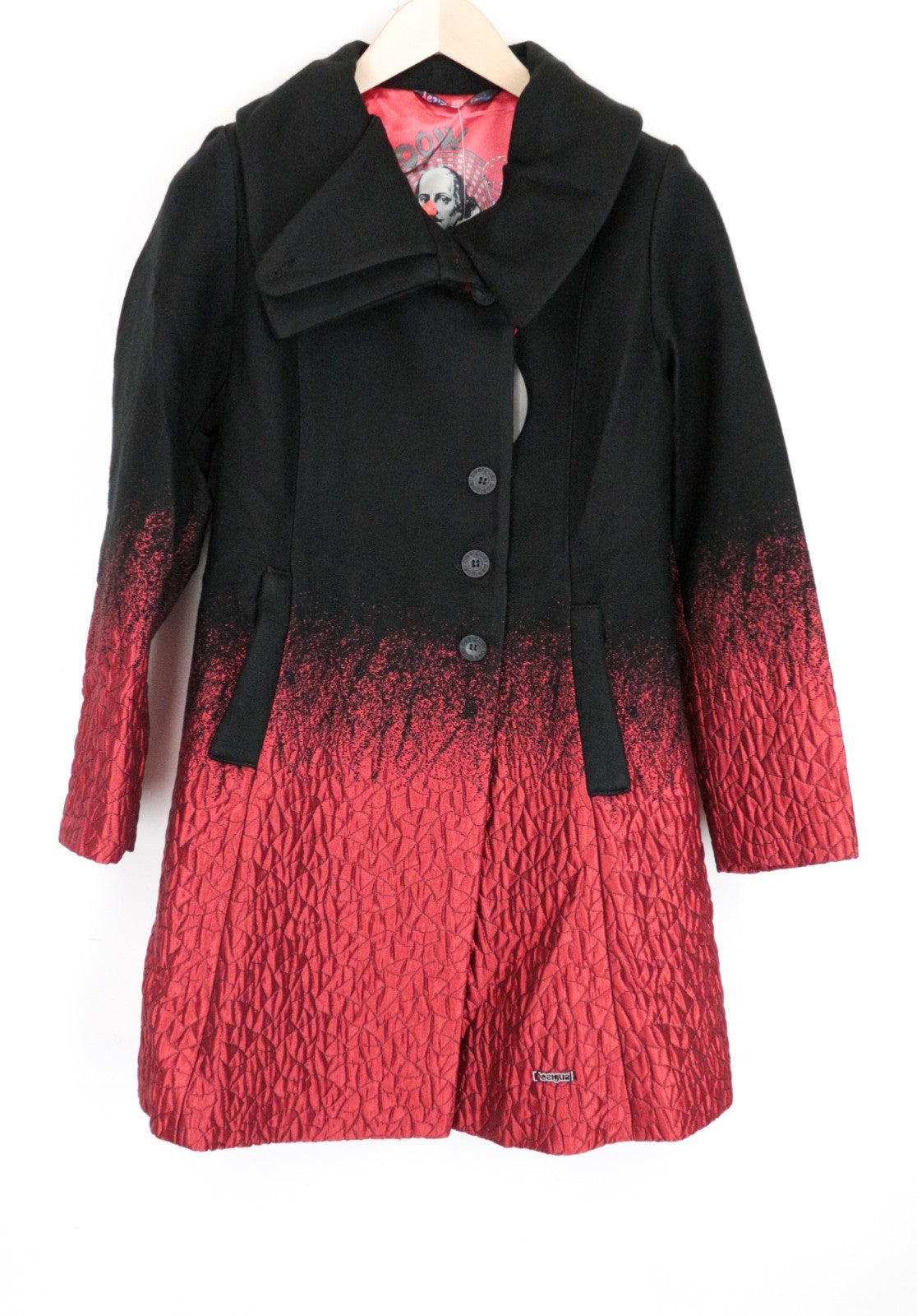 DESIGUAL Chaq Suenos Liquidos Women Coat ~36 Mid-Length Ombre Styled Collared