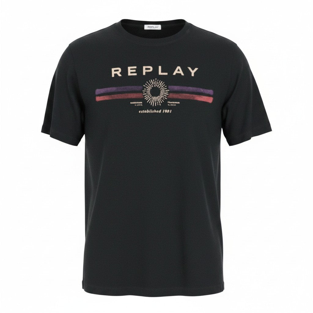 Schwarzes Jersey-T-Shirt