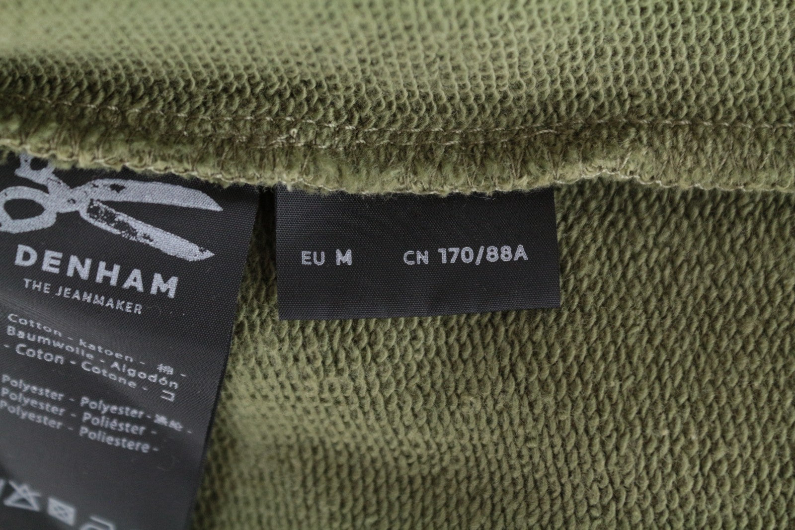 DENHAM Shadow Women Sweatshirt M Distressed Khaki Green Long Sleeved Crew Neck