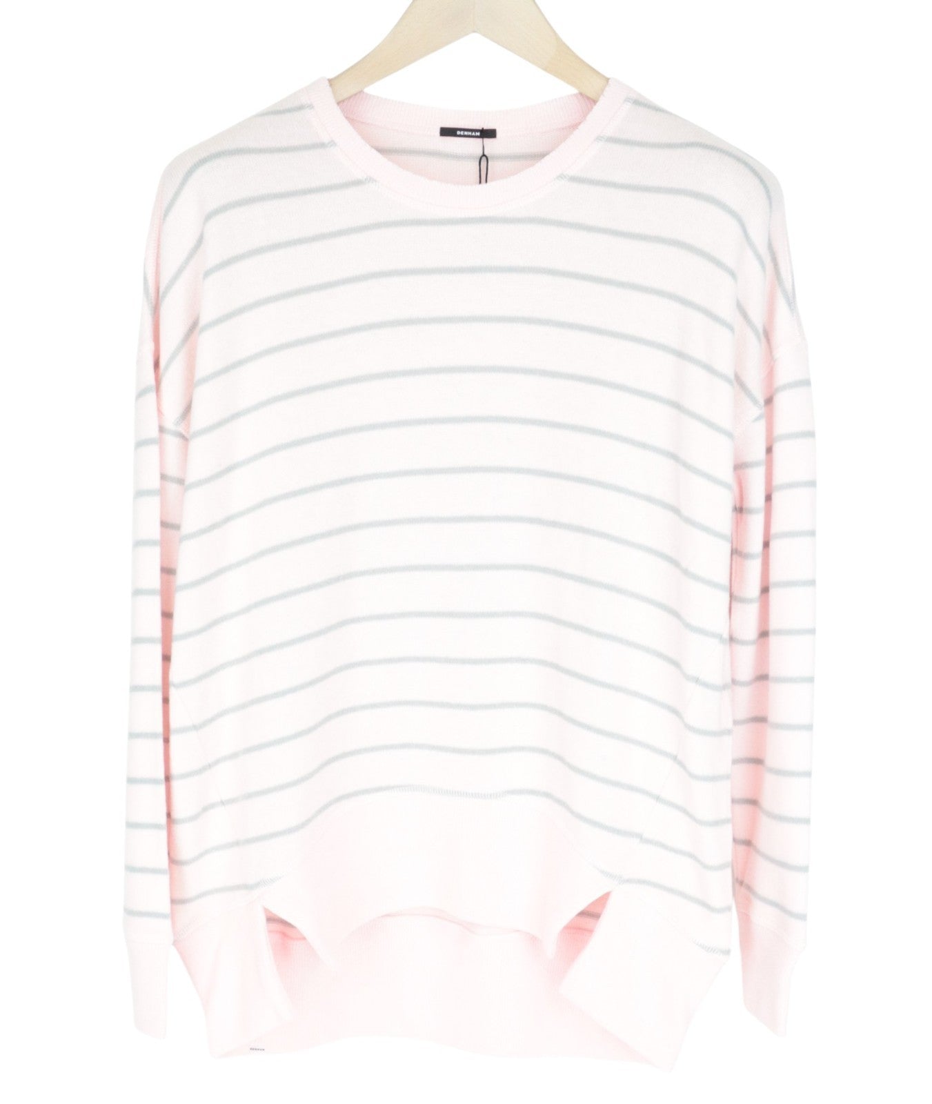 DENHAM Captain Women Sweatshirt XS Tight-Knit Soft Shell Striped Sweater Pink