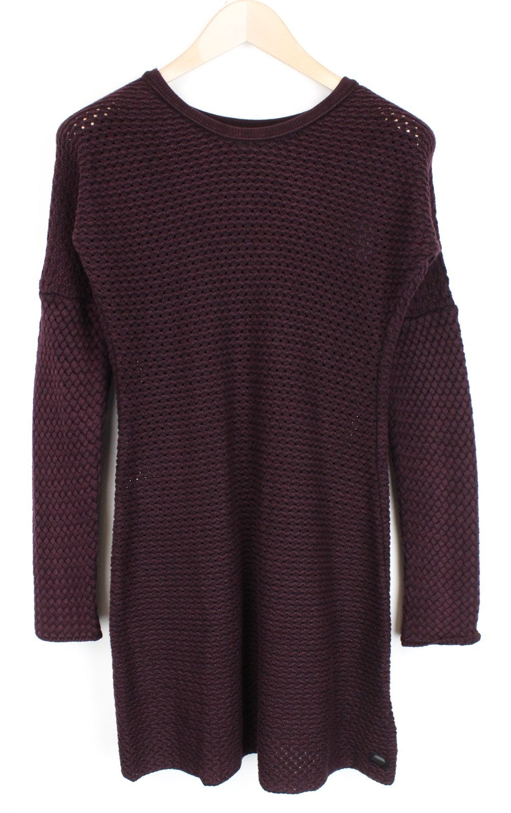 REPLAY Knitwear Women Dress XS Jumper Dress Tight-Knitted Burgundy Slim Fit