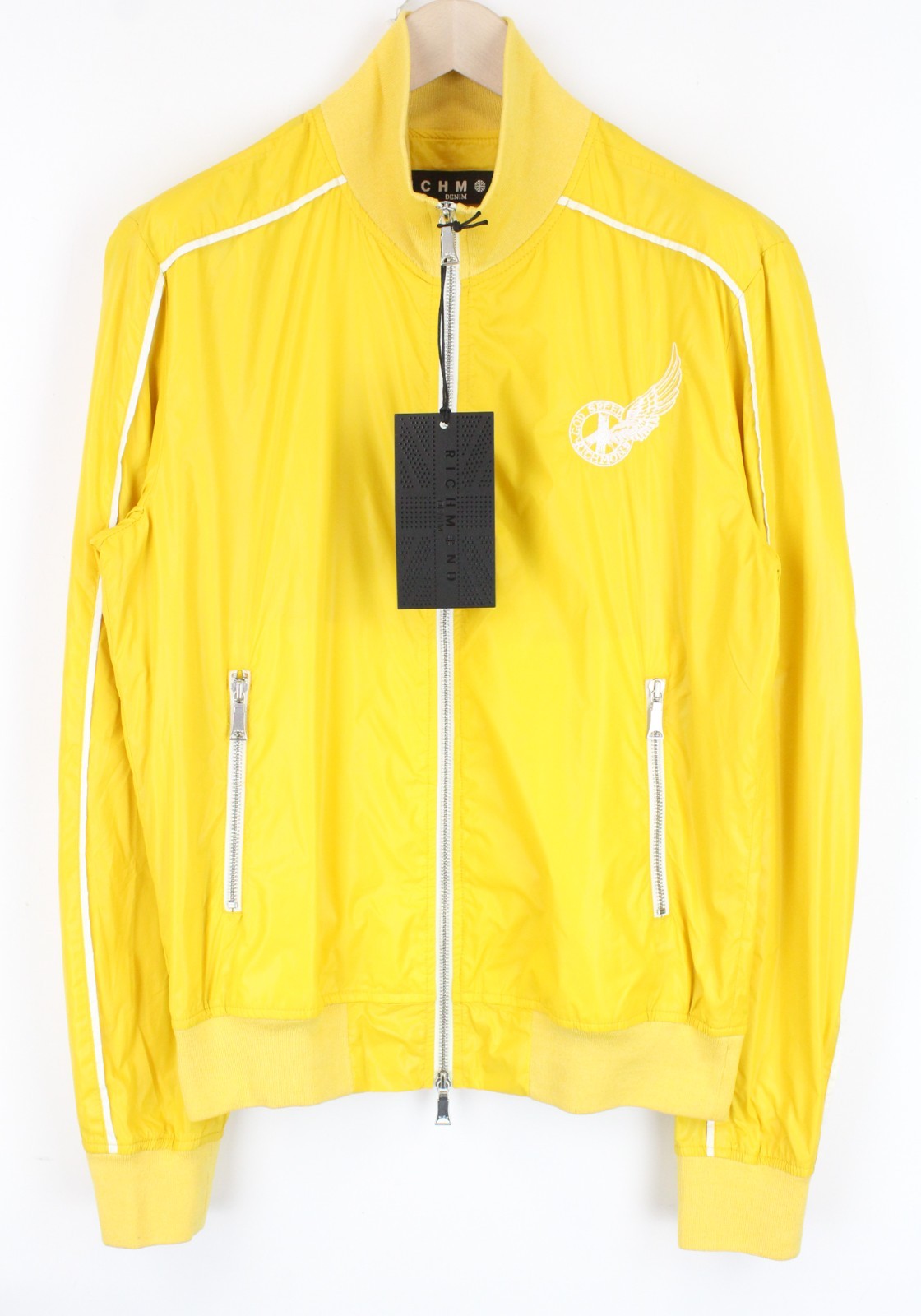 RICHMOND Denim Men Jacket 48 Bright Yellow Zip-Up Nylon Sport Style Casual