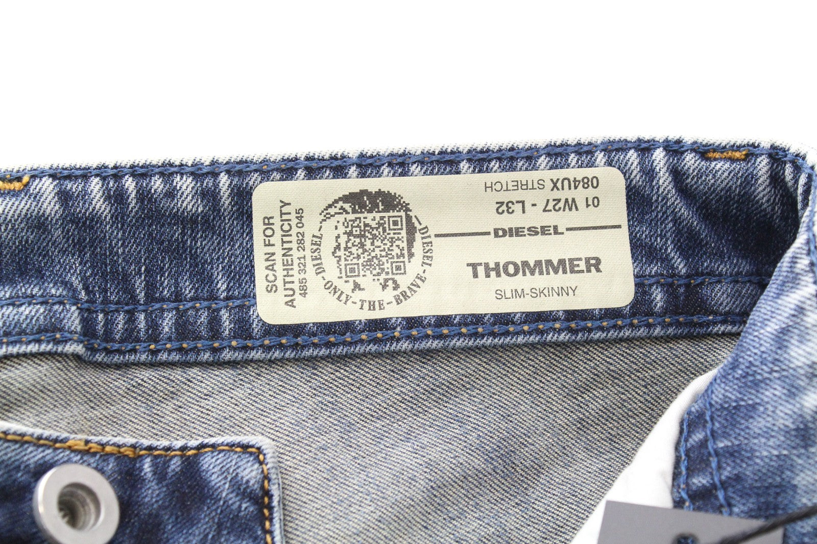DIESEL Thommer 084UX Men Jeans W27/L32 Stained Zip-Fly Stone Washed Boys Skinny