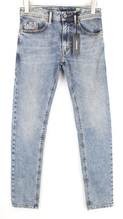 DIESEL Thommer 084UX Men Jeans W28/L32 Washed Zip-Fly Stone Slim-Skinny Stained