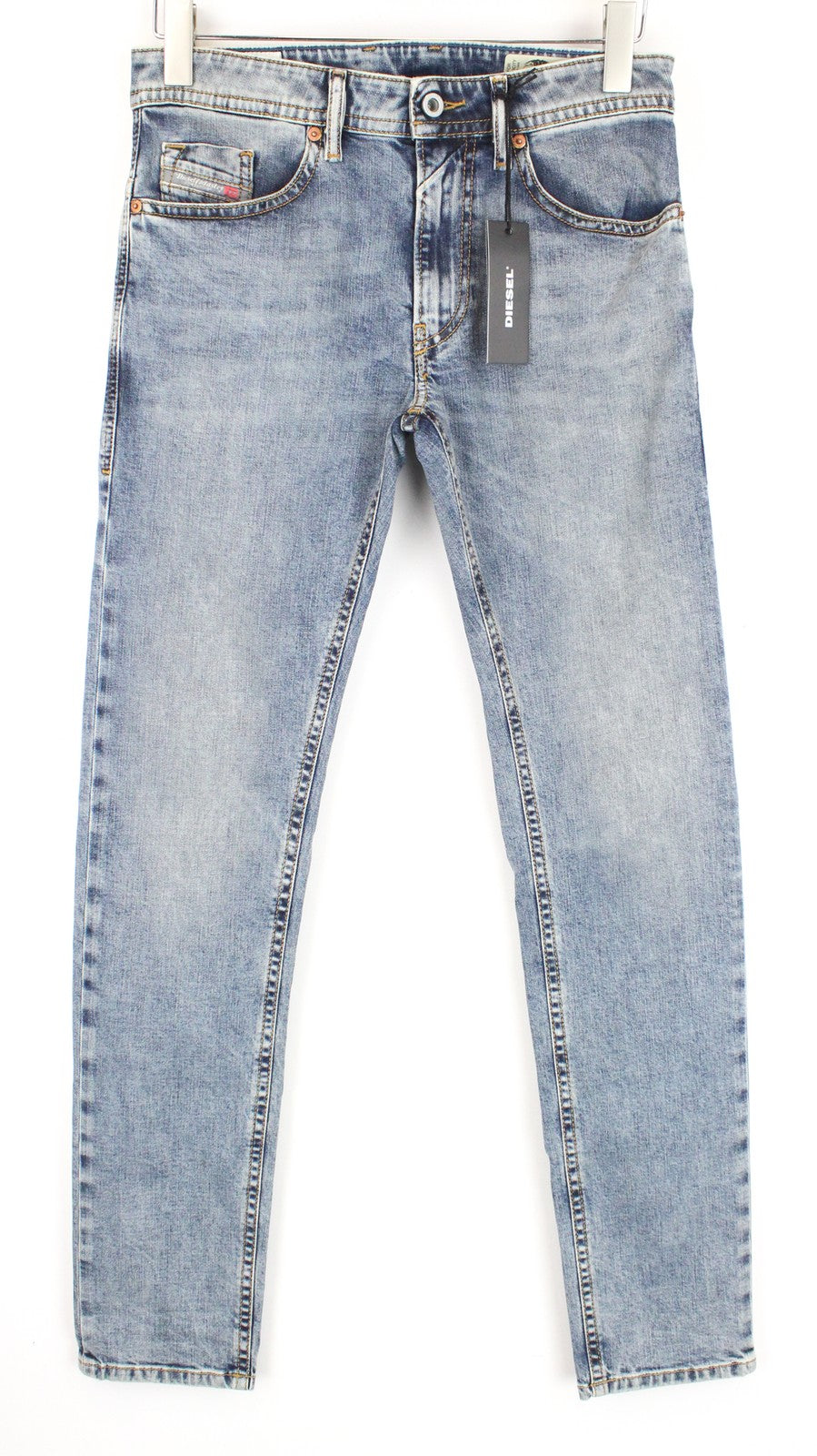DIESEL Thommer 084UX Men Jeans W28/L32 Washed Zip-Fly Stone Slim-Skinny Stained