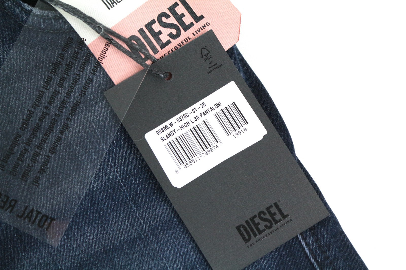 DIESEL Slandy-High 0870C Women Jeans W25/L30 Blue Distressed Super Slim Skinny