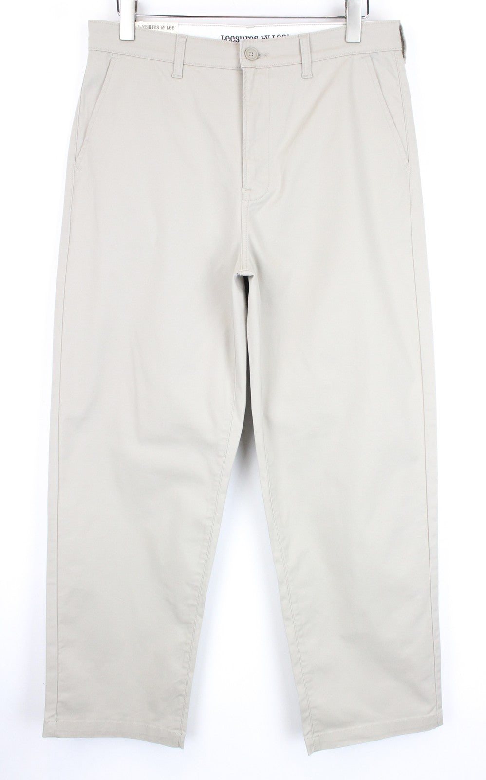 LEE Leesures Chino Men Trousers W32/L32 Loose Fit Beige Zip-Fly Stretch Twill