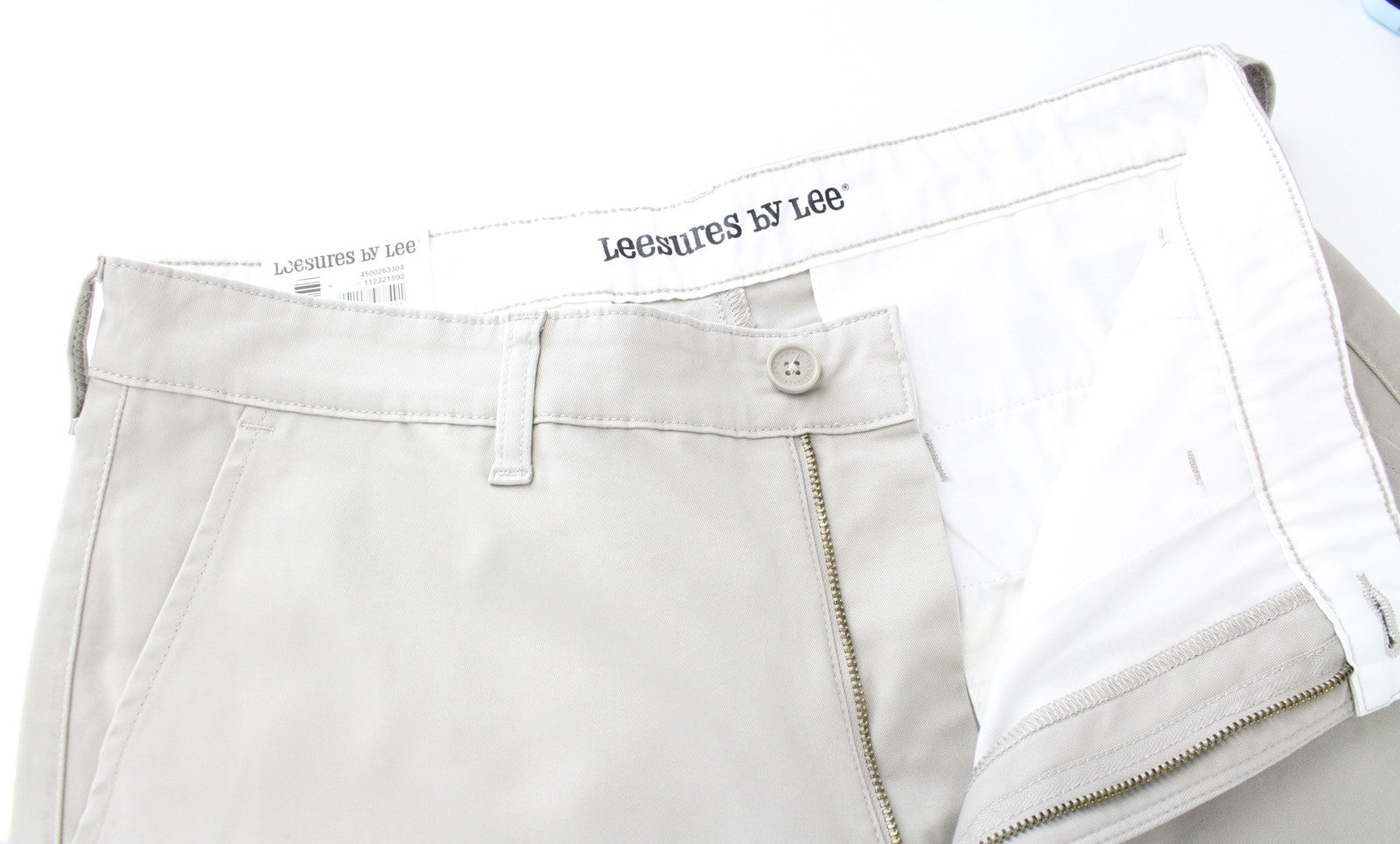 LEE Leesures Chino Men Trousers W32/L32 Loose Fit Beige Zip-Fly Stretch Twill